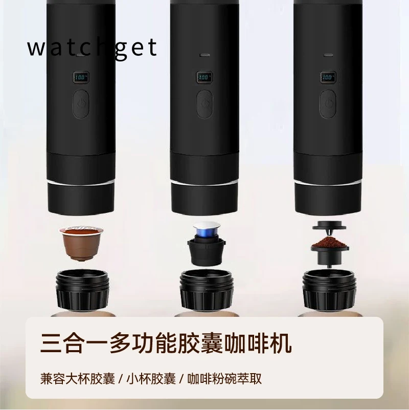 watchget Portable Electric Semi-Automatic Espresso Maker, Household Concentrate Coffee Machine, Black Model with Stand