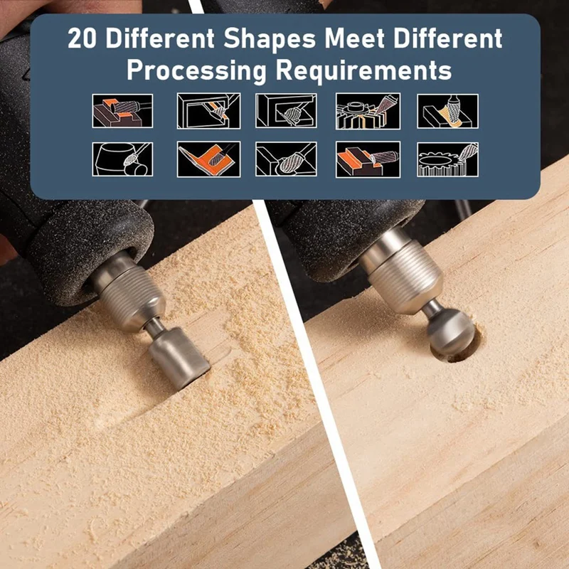 Hot Engraving Router Bit Carving Bits, 20 PCS Rotary Tool Accessories Rotary Bits Burr Set