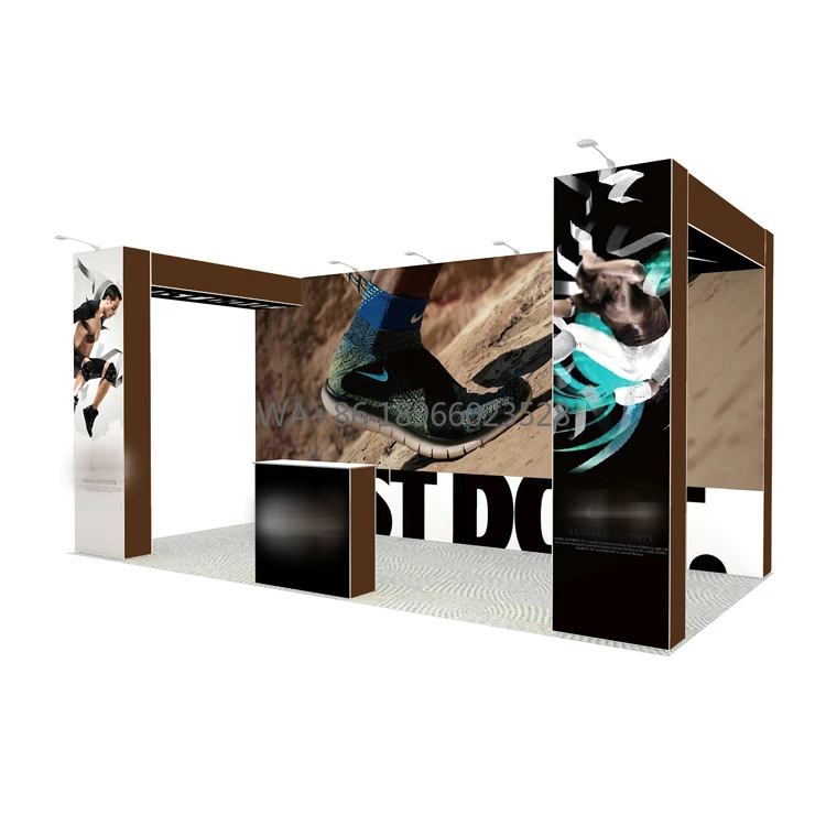 Trade Show Booth 10x20 ft Reusable Portable Modular Pop up Display Booth in Aluminum Arch Backdrop Stand