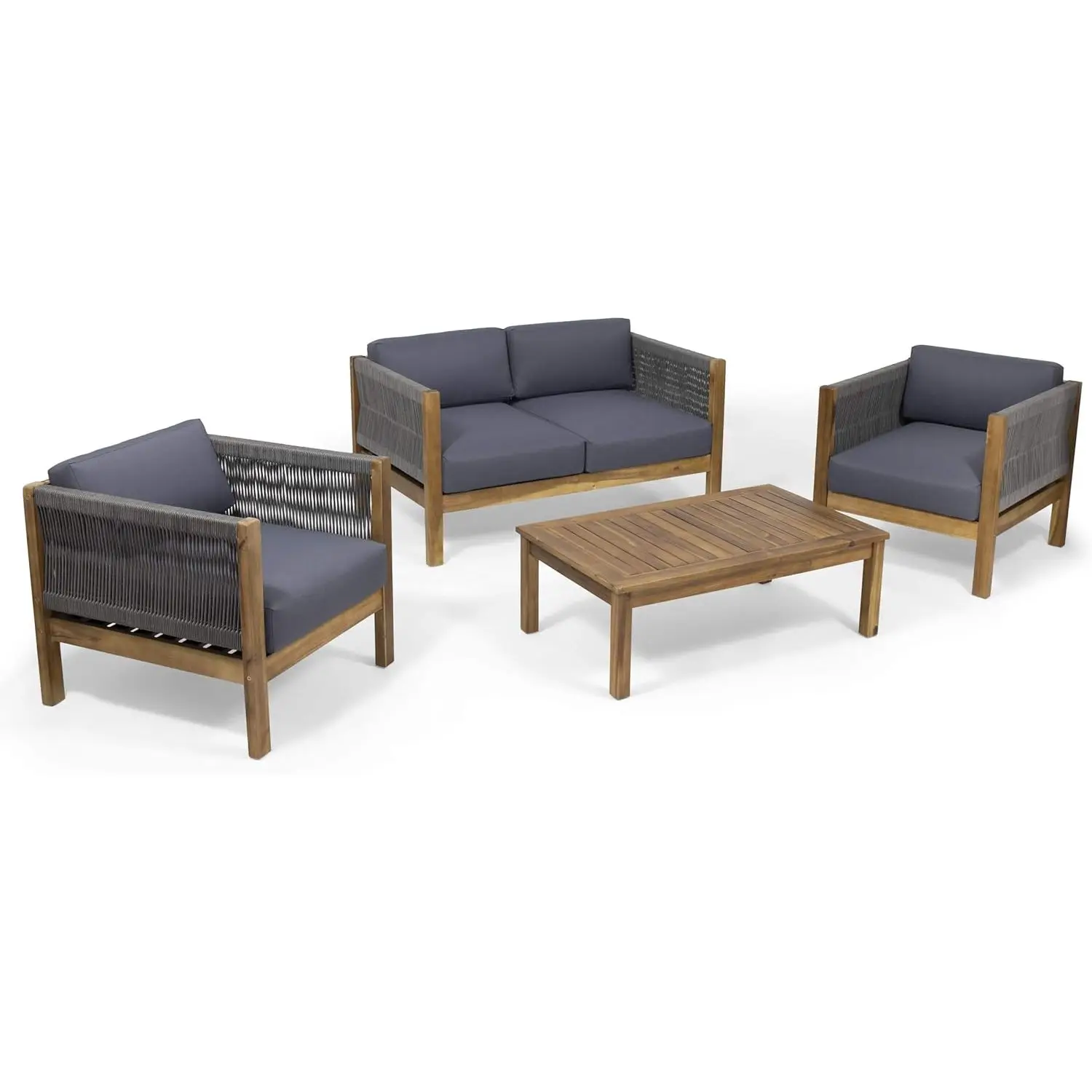 LAUREL Outdoor 4 Seater Chat Set - Loveseat, Coffee Table, Club Chair