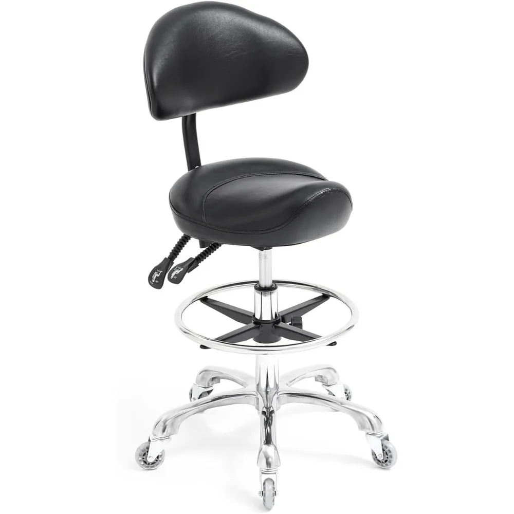 

Stool Chair with Backrest Footrest,Heavy Duty 400lbs,Ergonomic Swivel Rolling Height Adjustable for Salon Beauty Clinic