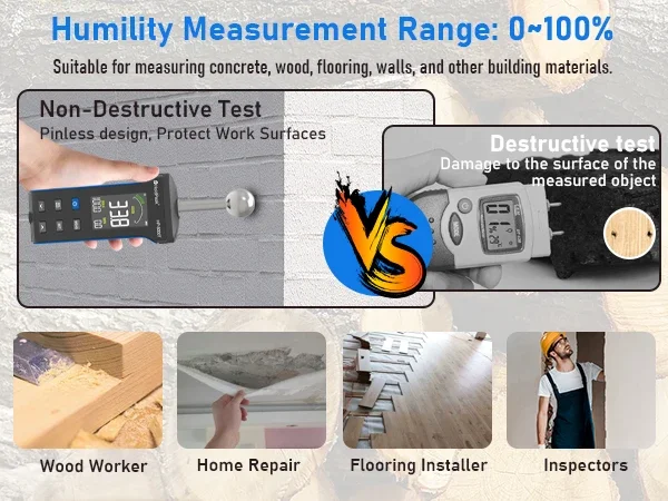 جهاز قياس الرطوبة الرقمي HP-5000T من Hold Peak غير مدمر للخشب الخرساني وغيرها من مواد البناء