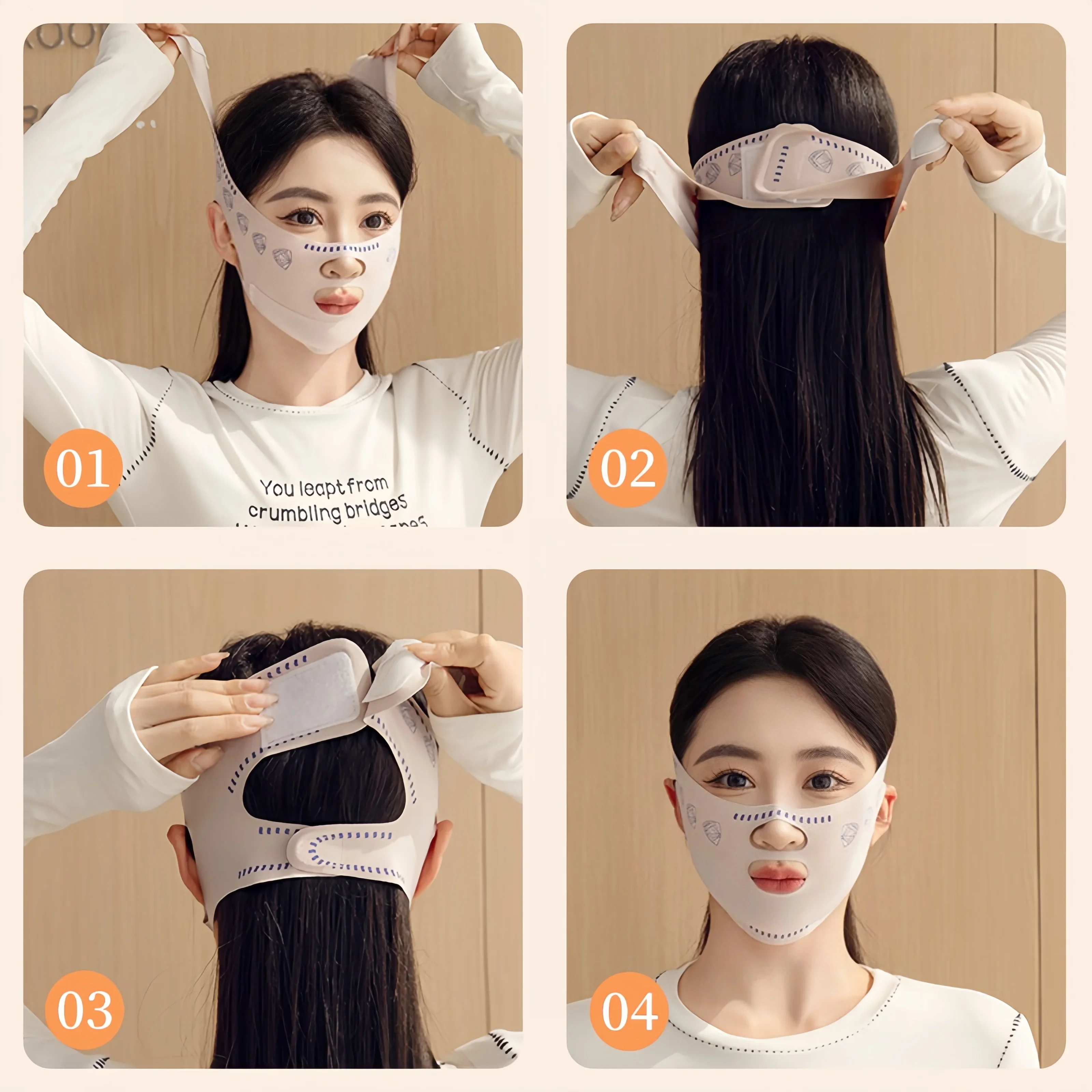 顎と頬の痩身バンド Vシェイパー Vラインリフティングマスク フェイスリフティング アンチリンクルストラップバンド スリーピングマスク 美容健康
