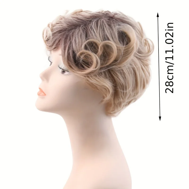 Silver Gray Short Pixie Synthetic Wig Women Natural Layered Hair Heat Resistant Wig Daily Halloween Christmas Party Costume Wigs