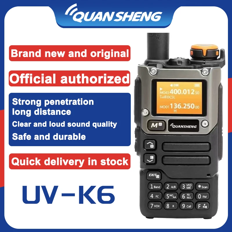 QuanSheng Walkie UVK6 2-Way Radios 200 Channel Walkie Talkie UHF VHF Handheld Air Bands Radio