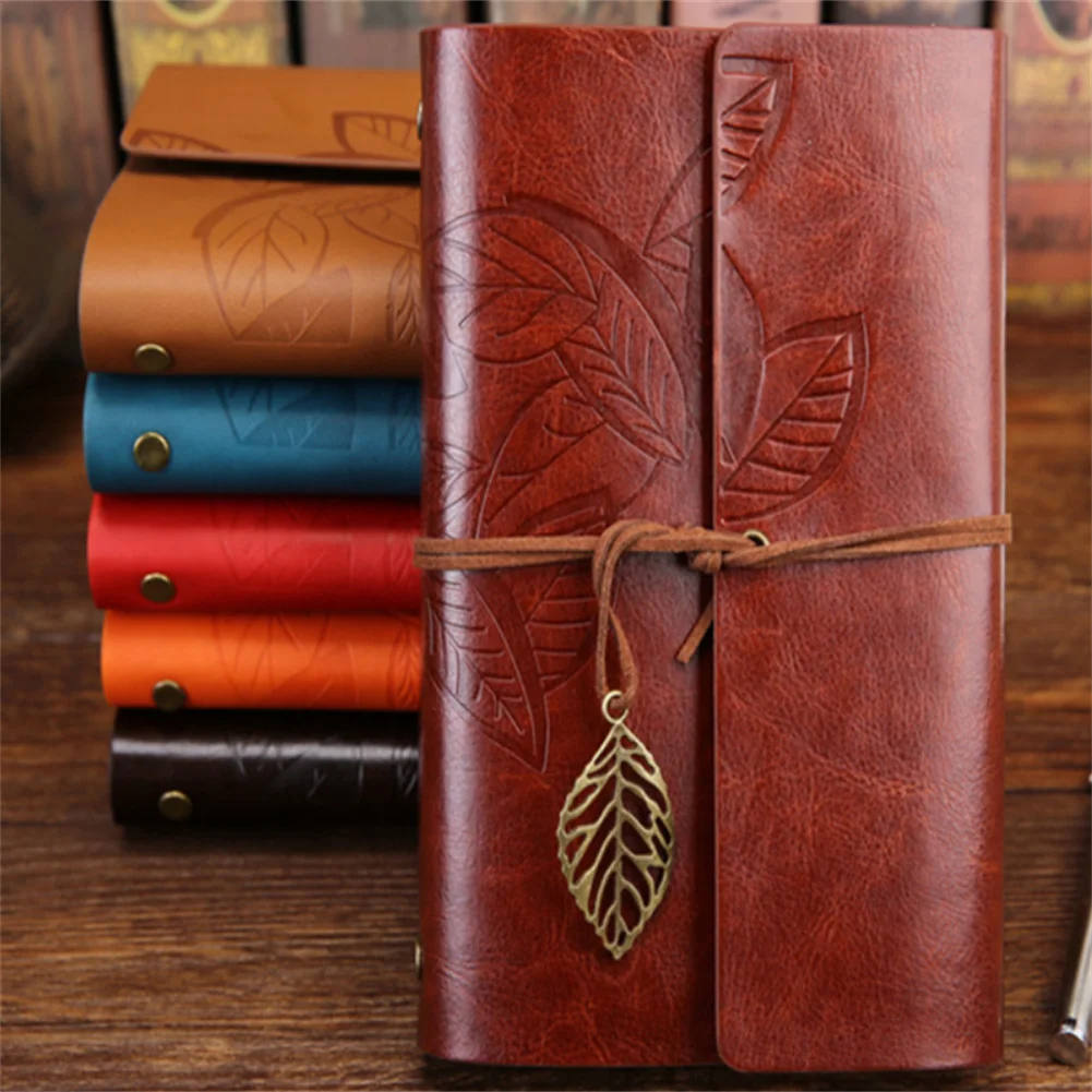 Leather Writing Journal Notebook Travel Writing Retro Pendants Classic Embossed Vintage Leather Notebook Creative Gifts