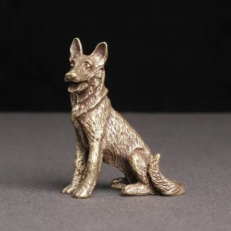 1Pc Copper Ornaments Vintage Pure Brass Dog Figurines Dalmatian Statue Tea Pets Office Desk Decorations Home Decors Crafts