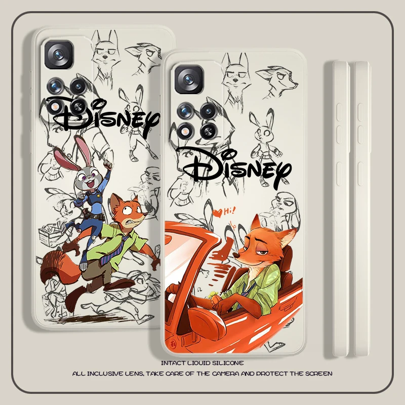 Disney Zootopia Nick Judy Liquid Rope Phone Case For Xiaomi Redmi Note 12 10 11 9 Pro Plus Speed Trubo 11S 11T 10S 9T 5G