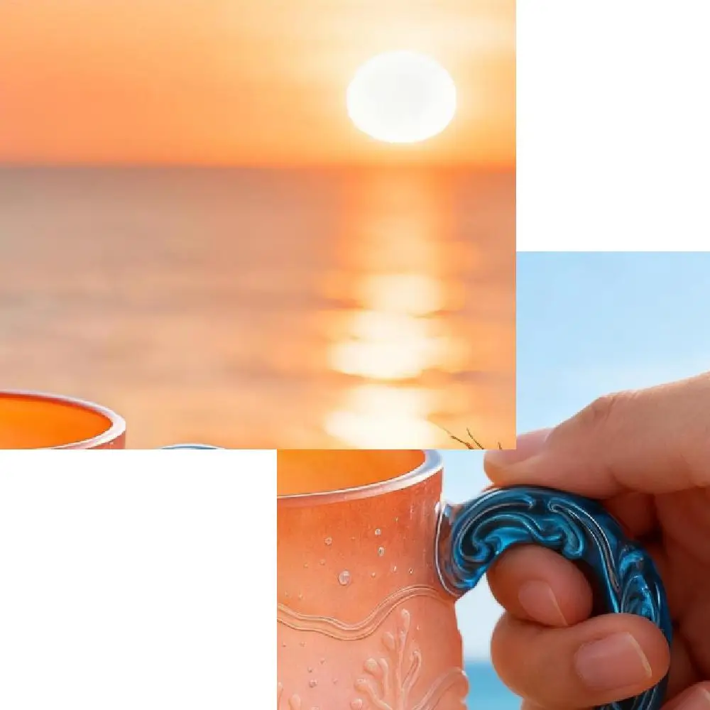 

Ocean sunset mug Unique textured ocean-themed teacup Gradient Coffee mug for lovers of ocean decor festival gifts