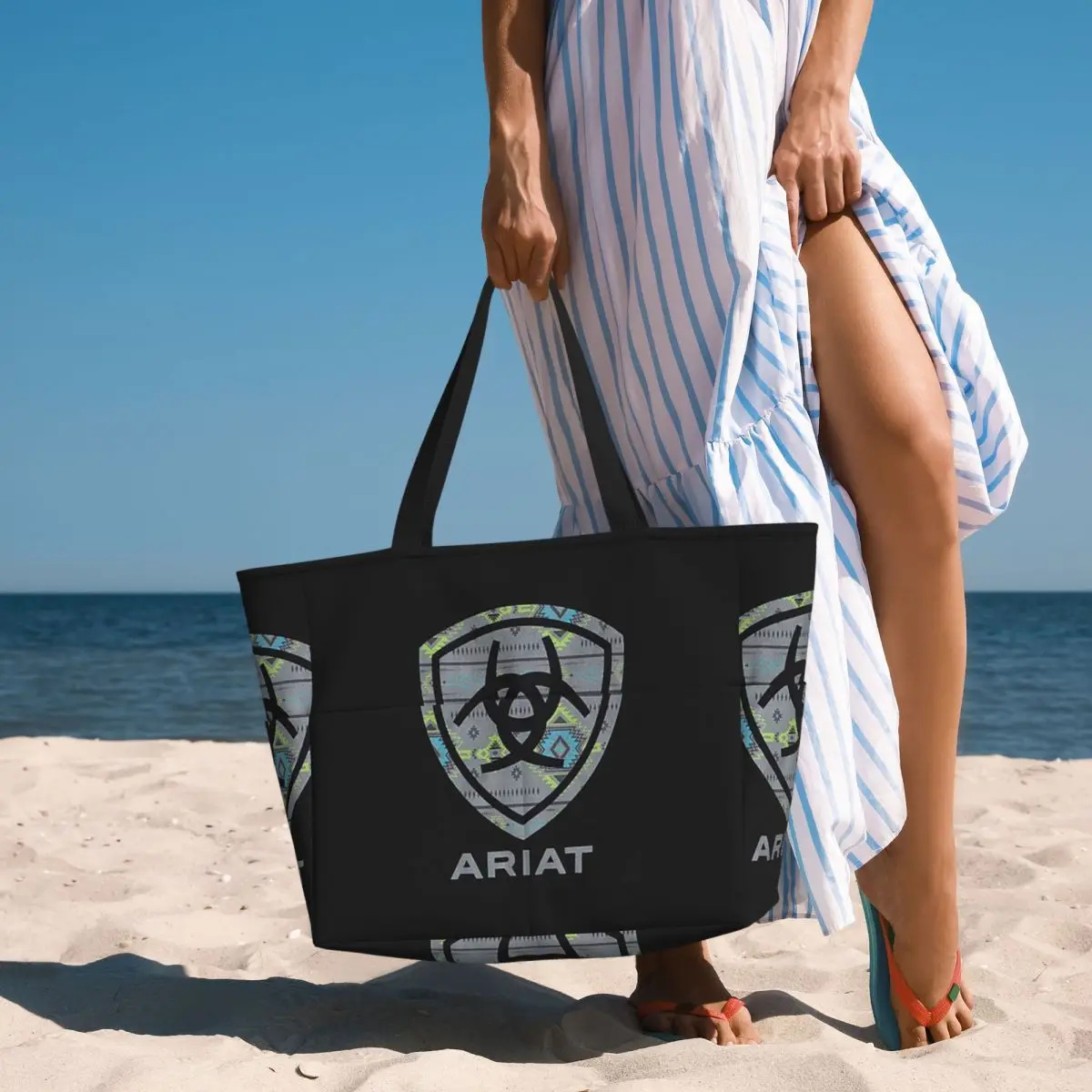 Ariat Distressed American Flag Print (1) 1 Beach Tote Bag Sport Gym Yoga Duffle Large Tote Bag Women Travel Bag Fitness bag