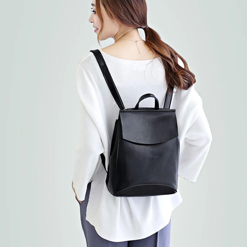 High Quality Real Cowhide Women Backpack Knapsack Crossbody Shoulder Bag Oil Wax Genuine Leather Female Rucksack School Daypack