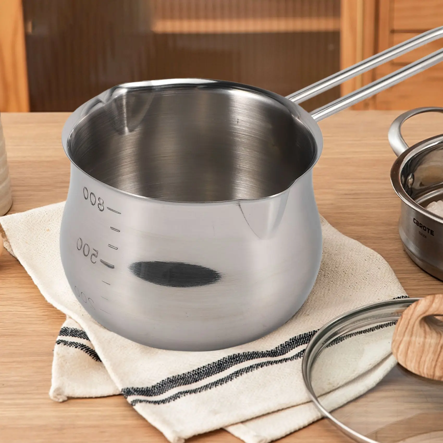 Non-Stick Pan Milk Pot Butter Chocolate Melted Heating Pot Warmer Pan Small Saucepan Cheese Pot With Pour Spouts