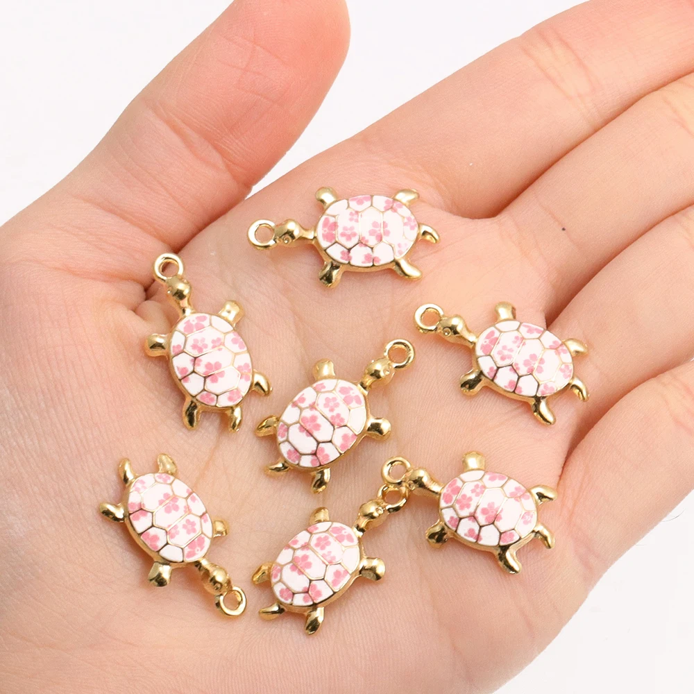 10 Stücke Mode Schildkröte Form Anhänger Gold Farbe Legierung Charme Schmuck Machen Cartoon Meeresschildkröte Halskette Schlüsselanhänger DIY Zubehör – Detail 7