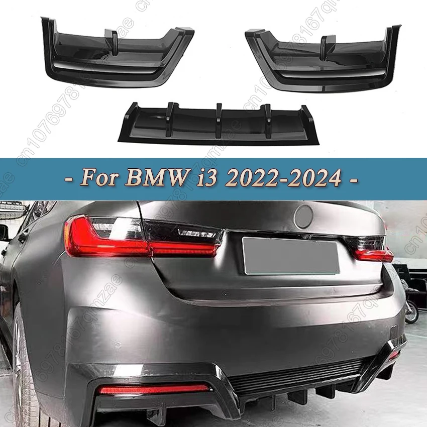 

Black Rear Bumper Protector Accessories For BMW i3 2022-2024 Car Rear Bumper Diffuser Rear Side Splitters Spoiler Lip Cover