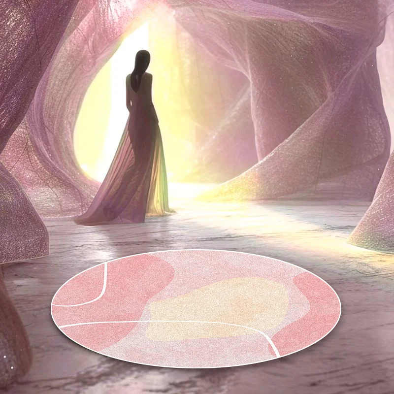 

Розовый короткий бархатный круглый ковер для дома, гостиной, большой напольный ковер, плюшевый пушистый коврик для ног, милые ковры для гардероба для девочек, нескользящие