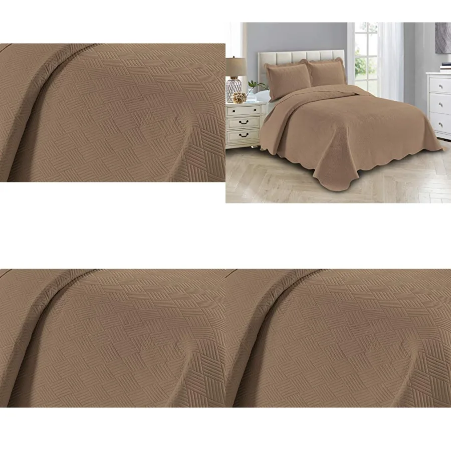 

Luxury Oversized Coverlet Embossed Bedspread Set Solid Bed Cover New Ashley