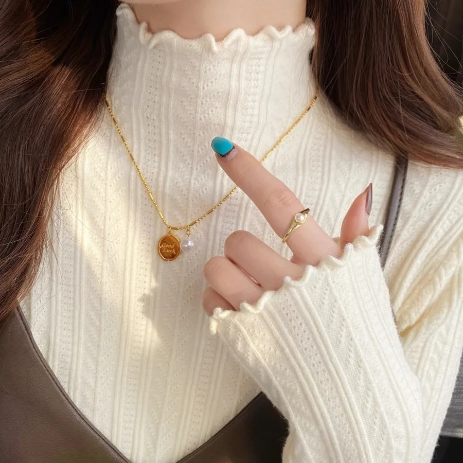 Sueter Feminino Pullover Langarm Weiß Gestrickte Pullover Frauen Pullover Neue Mock Neck Stricken Pullover Pullover Frauen Tops Q1757