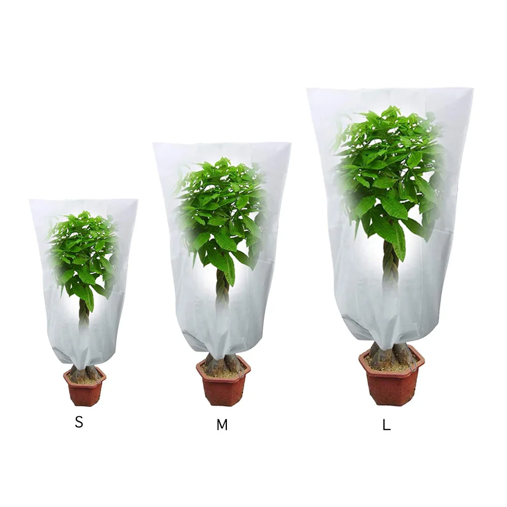 Drawstring Plant Freeze Protection Bag Non-woven Fabric Garden Plant Cover Winter Protection Cover for Potted Plants Fruit Trees