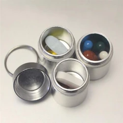 Pill Box Bottle Waterproof Aluminum Cache Drug Holder Outdoor Traveling Camping Container Keychain Medicine Box Health Care