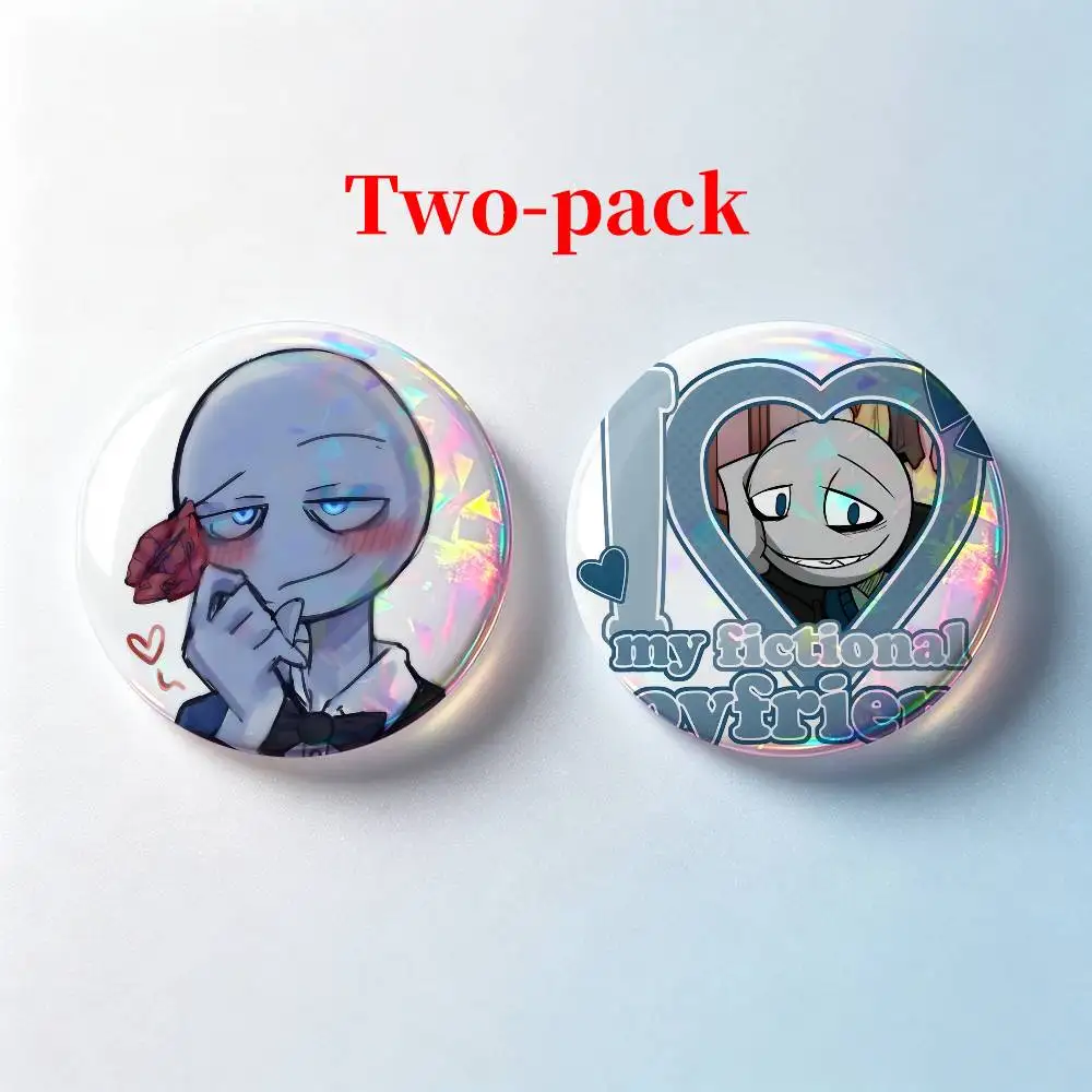Game-e Your Boyfriend Peter 2 Pieces Badge Set Icons Badges Creative Meme Figure Round Tinplate Brooch Bag Clothes Accessories