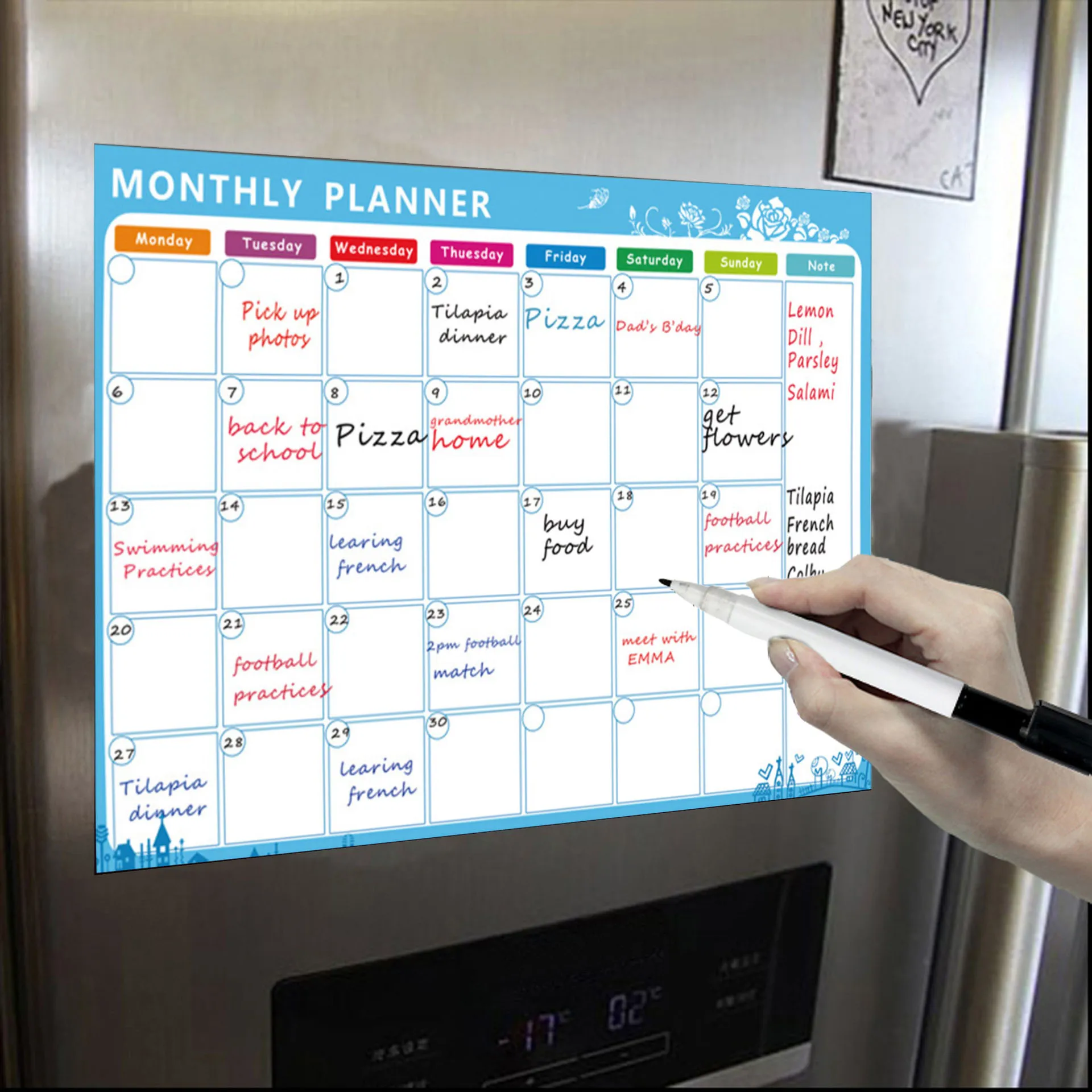 

Monthly and Weekly Fridge Calendar Waterproof Time Management Calendar Suitable for Family Schedule NOV99