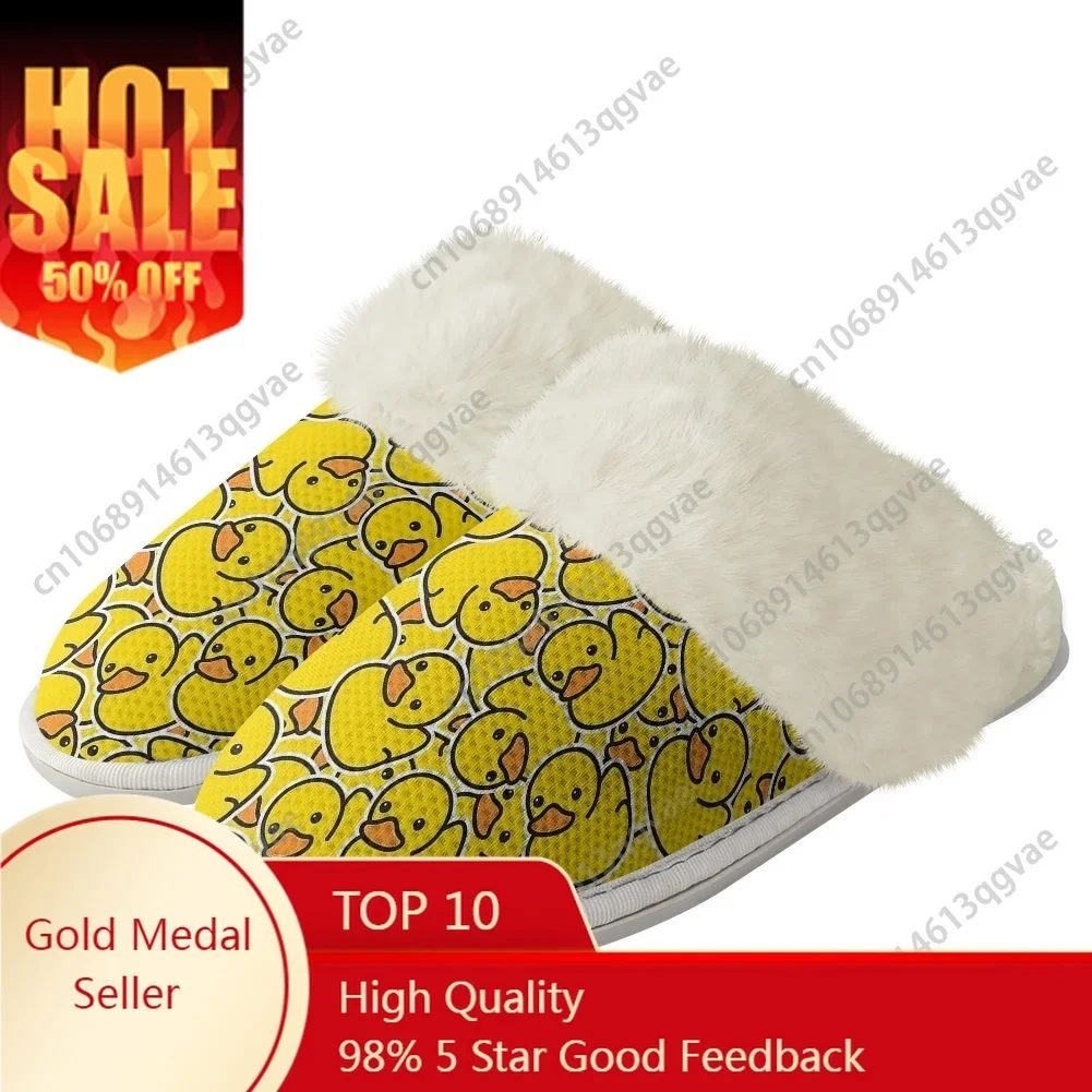 

Yellow Duck Pattern Plush Slippers Keep Warm Shoes Mens Womens Home Cotton Bedroom Customized Made Thermal Lightweight Slipper