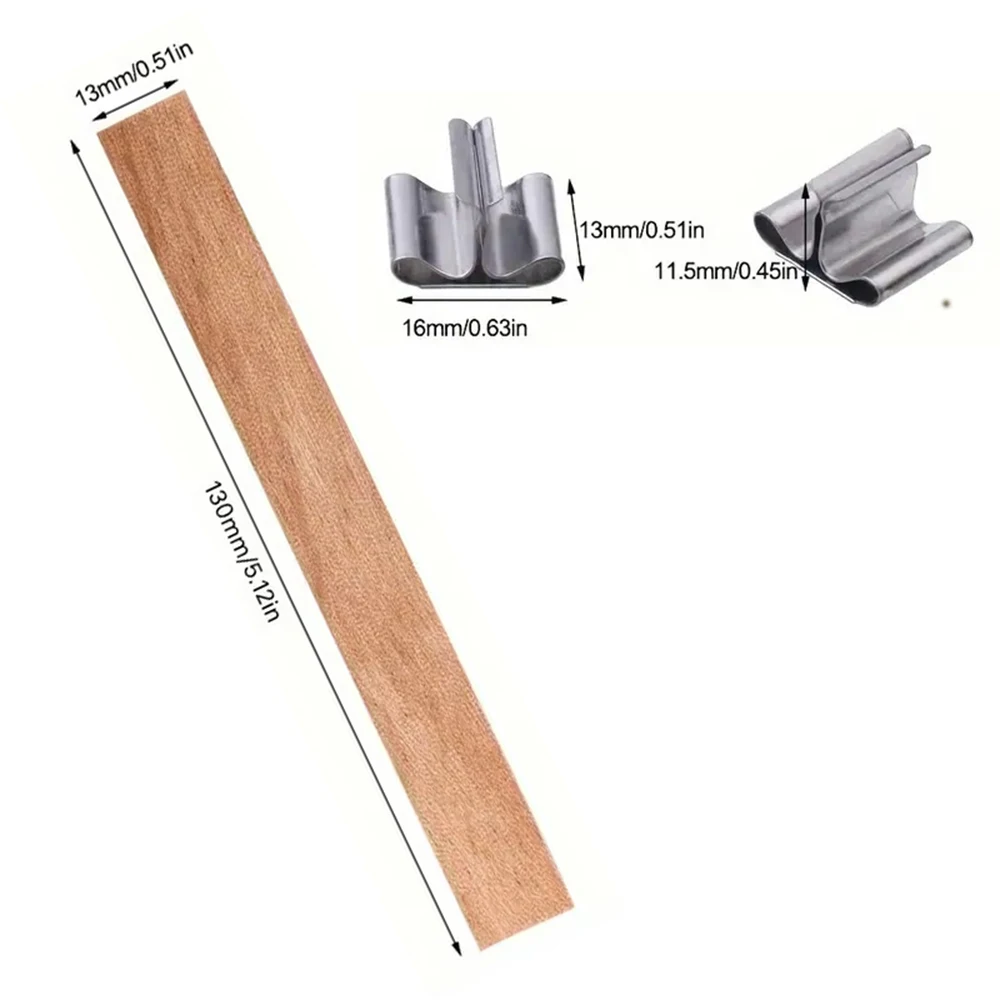 20-200pcs Wooden Candle Wick Set With Clip Base Smokeless Candle Wicks for DIY Paraffin Candle Jar Making Candle Making Supplies