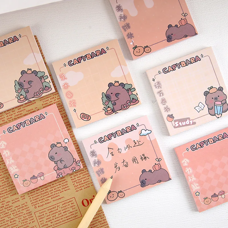 12 Pcs Capybara Notes N Times Stickers High-value Note Books Memo Pads Message Student Stationery
