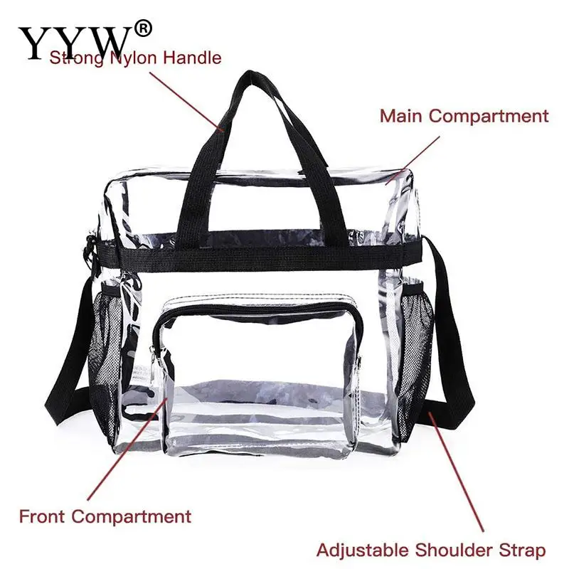 Unisex Large Capacity Transparent PVC Traveling Handbag Portable Waterproof Makeup Storage Bag Shoulder Women Toiletry Tote Bag