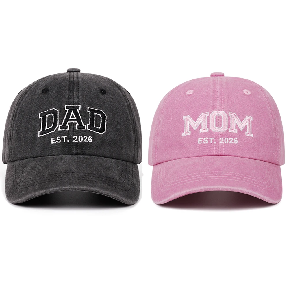 mom dad 2026 vintage wash letter embroidery  baseball cap women men outdoor sports event casual duck cap