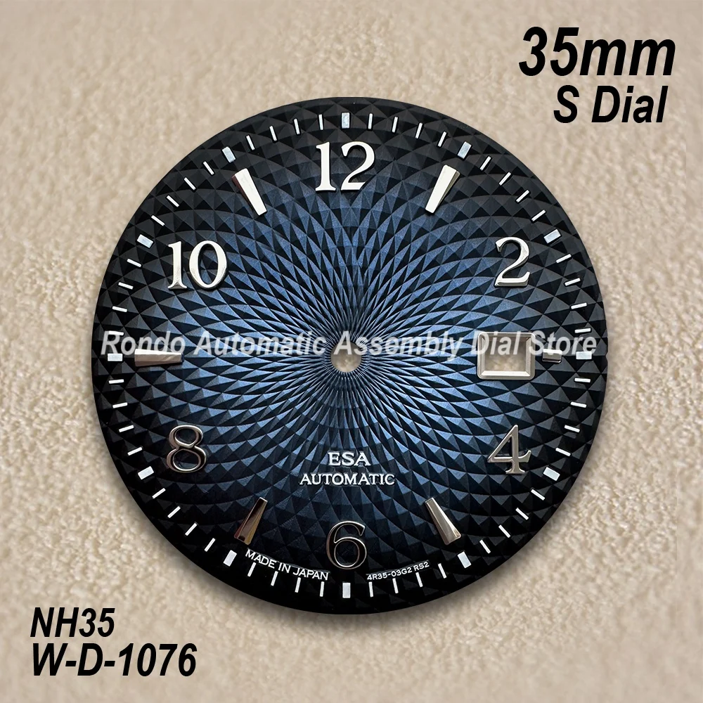 35mm S Logo Cocktail Dial Fit NH35/NH36 Movement High-Quality Blue Lotus texture Dial Watch Modification Accessories