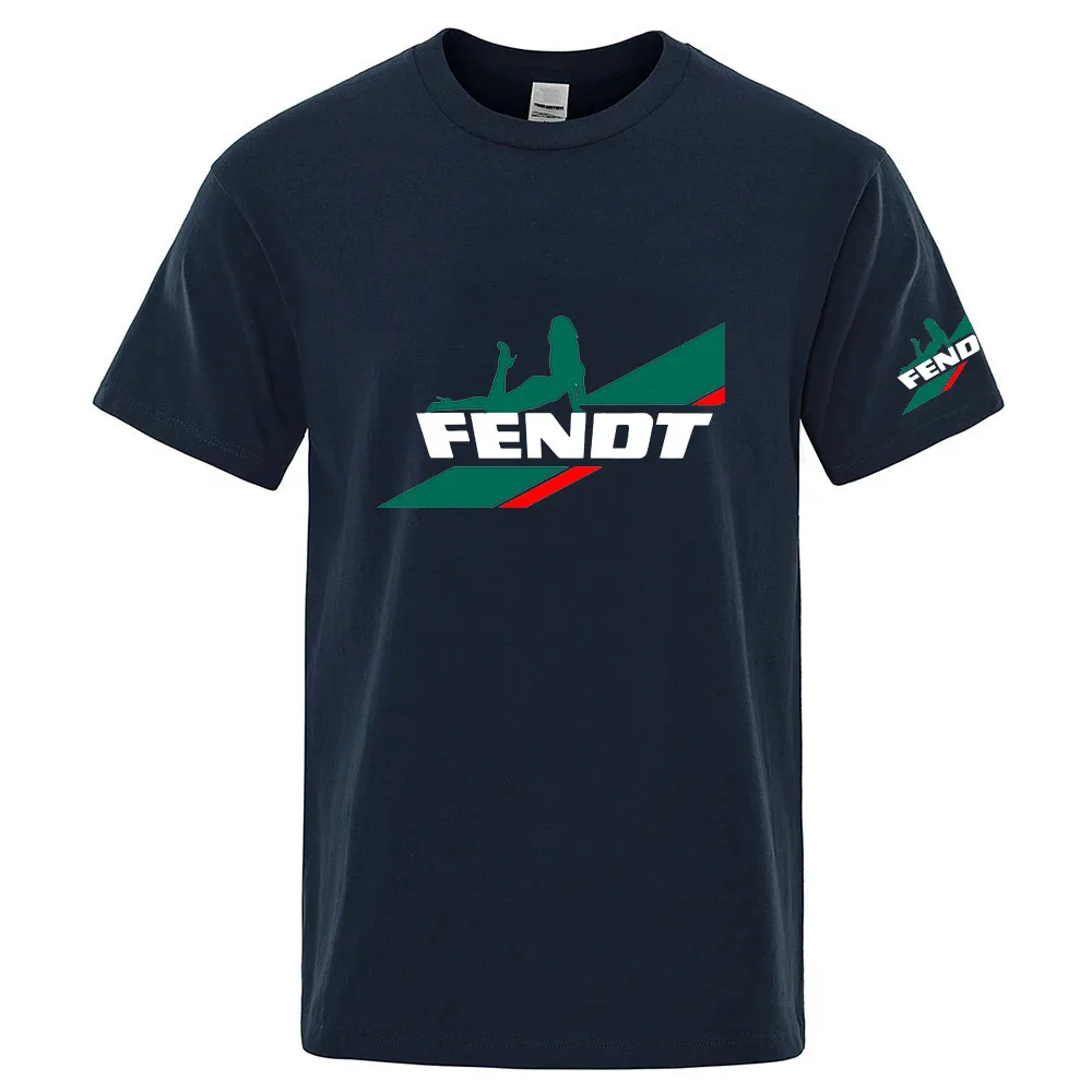 New Fashion Brand O Neck Trendy Streetwear T-shirt Tractor FENDT Logo Print 2026 Men's Summer Premium Grade Short Sleeve Top