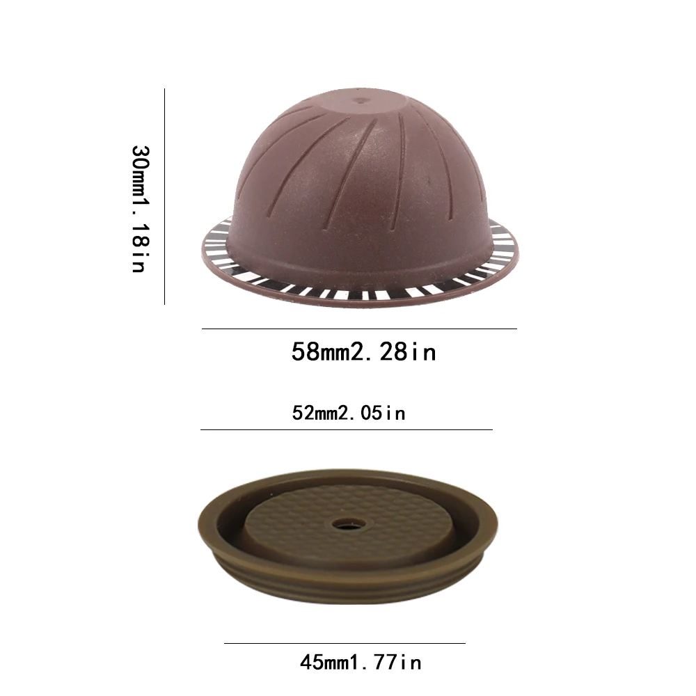 5 Sets of Coffee Capsule Filter Shells and Silicone Sealing Caps, Compatible with Nespresso Vertuo, Can Be Filled with Coffee