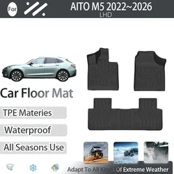 Hard TPE Car Floor Mat For AITO M5 Seres M5 2022 2023 2024 2025 2026 5seat Waterproof Pad Foot Carpet LHD Cover Auto Accessories