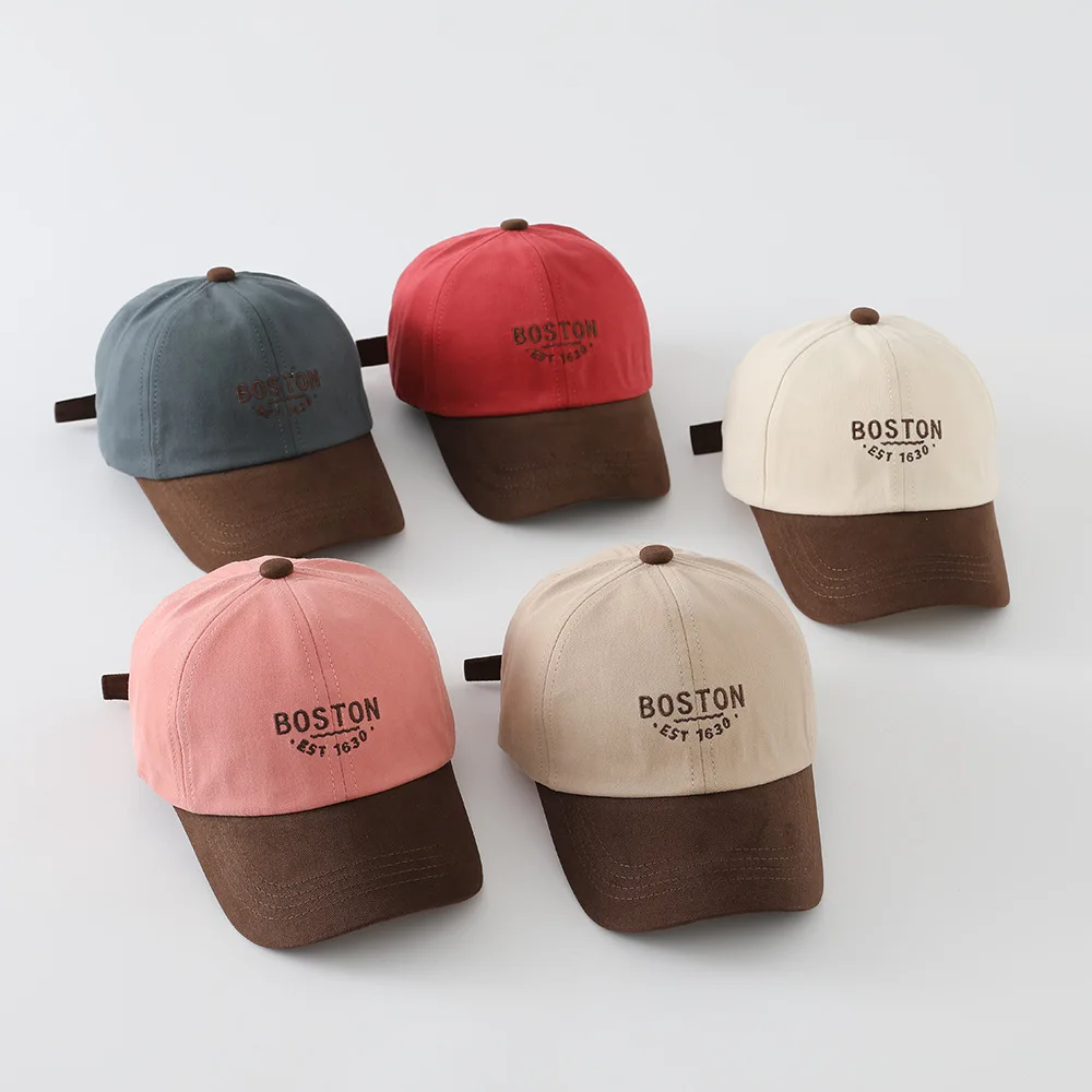 Children's Spring Autumn Embroidered Baseball Cap Unisex Kids Fashionable Versatile Sunshade Cap Breathable Cotton