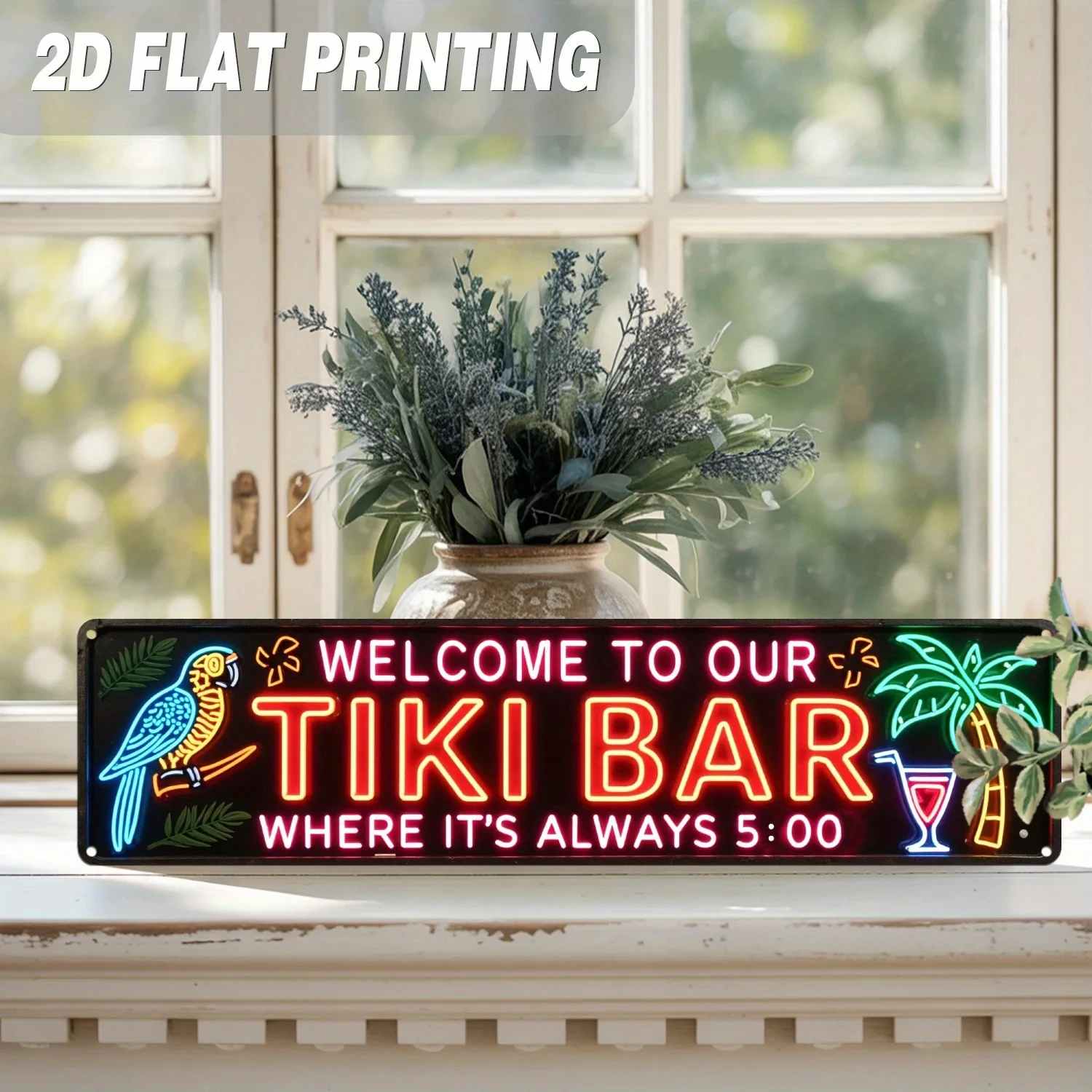 2D Flat, 1 Piece, Classic Hawaiian Bar Neon Sign Wall Decoration, 