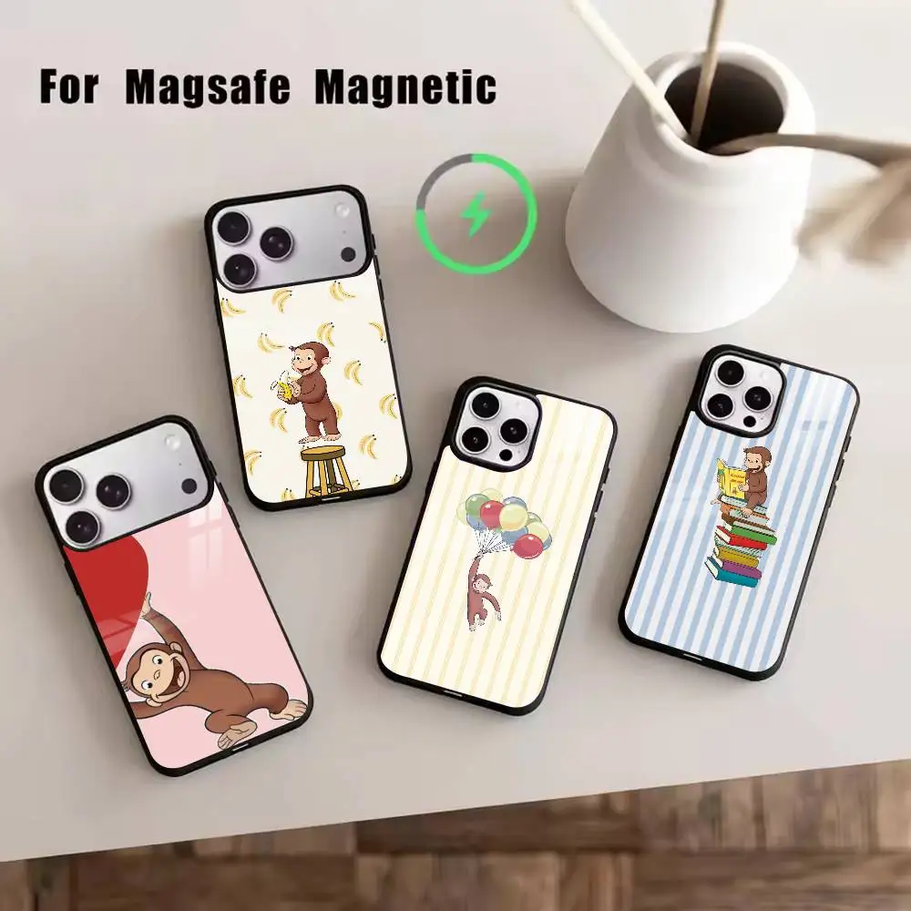 

M-C-Monkey-Curious George Phone Case For iPhone17,16,15,14,13,12,11 Plus,Pro Magnetic with Magsafe Wireless Charging