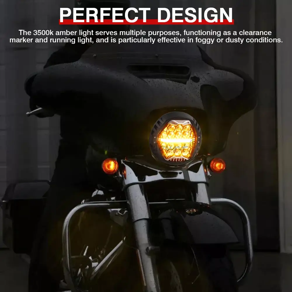 7 Inch LED Headlight DRL Motorcycle E-Mark E24 Hi/Lo Beam Light Headlamp For Harley Touring FLD Street Glide Road King Softail - Image 2