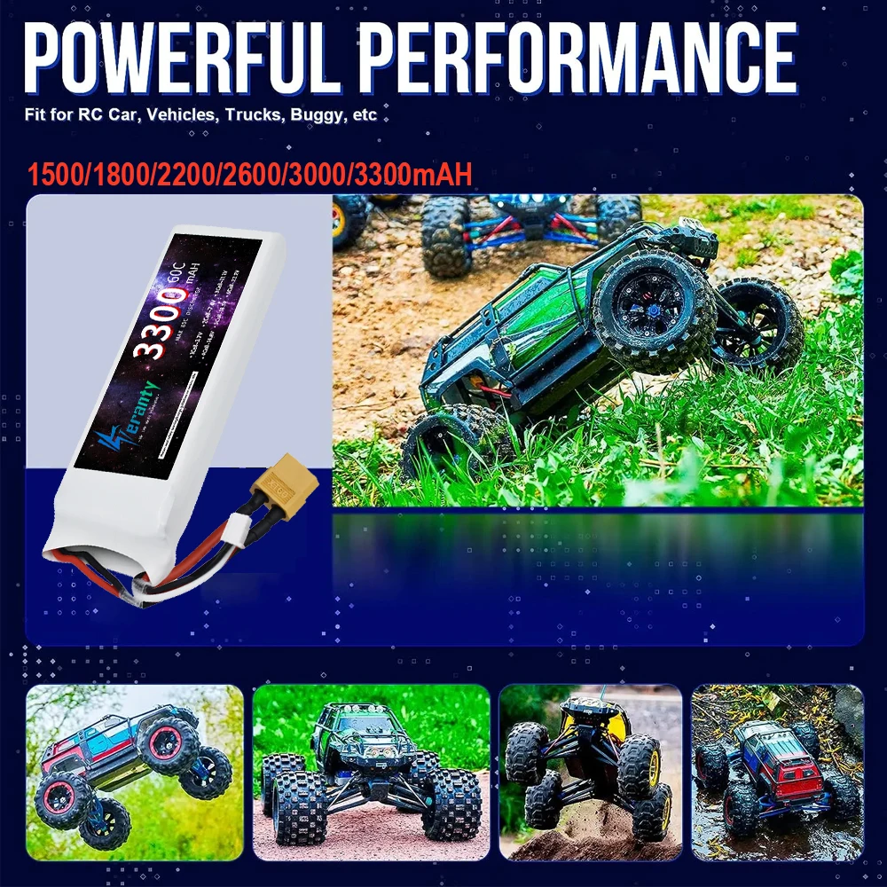 3S 11.1V Lipo Battery 1500/1800/2200/2600/3000/3300mAh XT60 Deans T Plug High Discharge Rechargeable Battery for RC Car FPV Raci