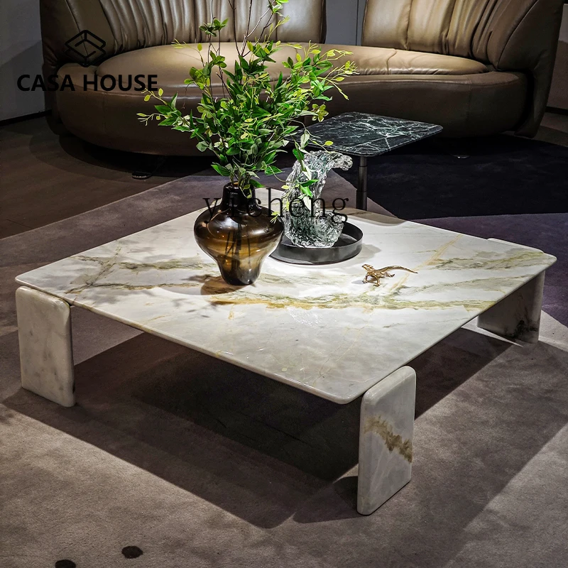 

ZK minimalist natural marble coffee table luxury stone modern living room combination special-shaped square coffee table