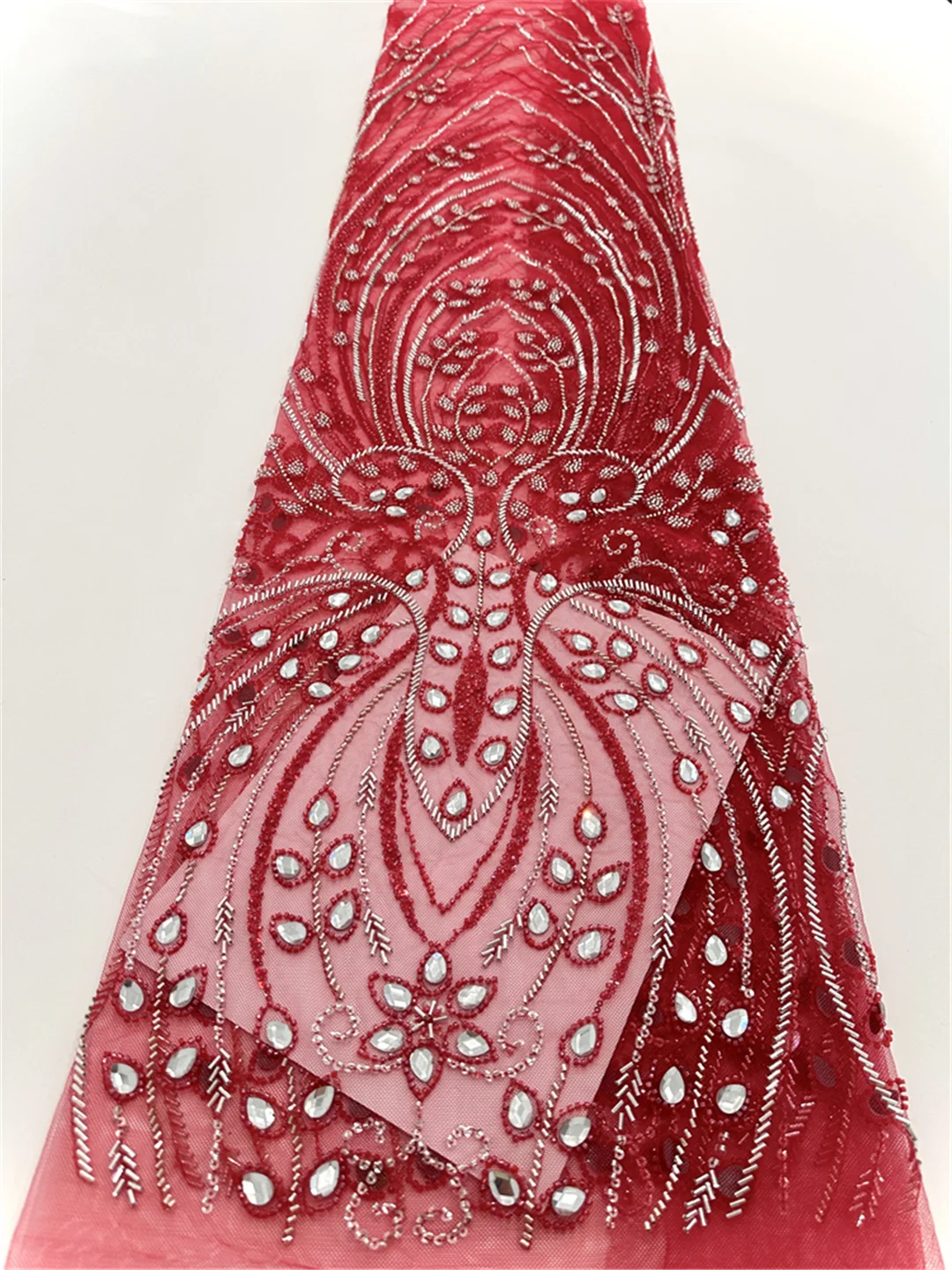 最新最高品質の人気高級エレガントなアフリカチュールスパンコールレース刺繍ビーズ生地、ウェディングドレス、イブニングドレス用-SHIT