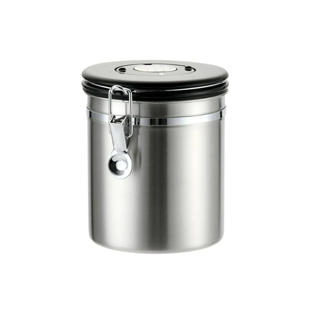 

Stainless Steel Coffee Bean Container with Vent Valve Sealed Tea Container Thickened Mothproof Food Storage Pots Kitchen