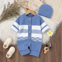 Baby Autumn and Winter Rompers Hats Clothing Knitted Spring Casual Full Sleeves Newborn Infant Boys Jumpsuits Outfits 0-18m Wear