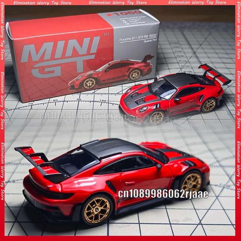 В наличии MINI GT 1:64 # Коллекционная модель автомобиля Porsche 911 (992) GT3 RS Weissach Packaging Guards Red Alloy Die Cast 1060, литая под давлением, в подарочной упаковке