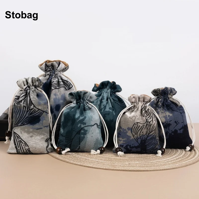 

StoBag 20pcs Chinese Cotton Drawstring Bag Double-layer Thicken Small Gift Jewelry Package Storage Bundle Pocket Reusable Pouch