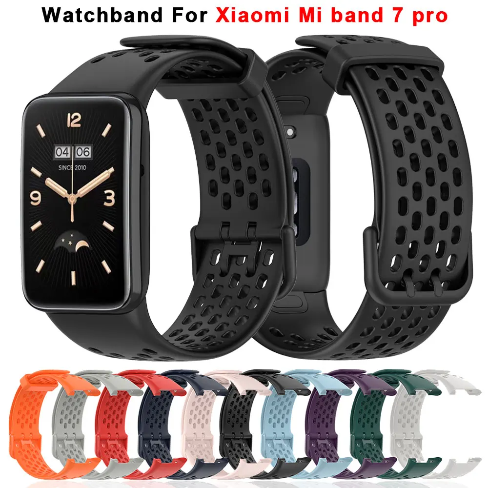 Pulseira de silicone respirável para xiaomi mi band 7 pro pulseira esporte miband7 pro pulso substituição acessórios