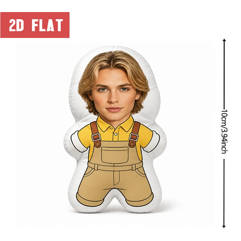 Custom Personalized Photo Face Shaped Pillow, Yellow Shirt And Overalls Custom Picture Decorative Cushion, Unique Home Decor Acc