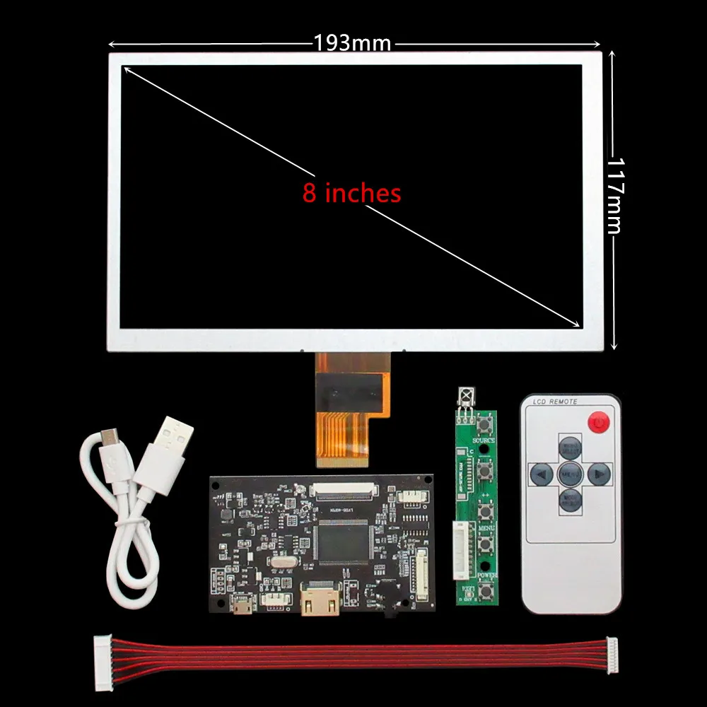 Imagem -02 - Polegada Tela Lcd Monitor Driver Placa de Controle Áudio Hdmi-compatível para Raspberry pi Banana pi Placa Desenvolvimento 8