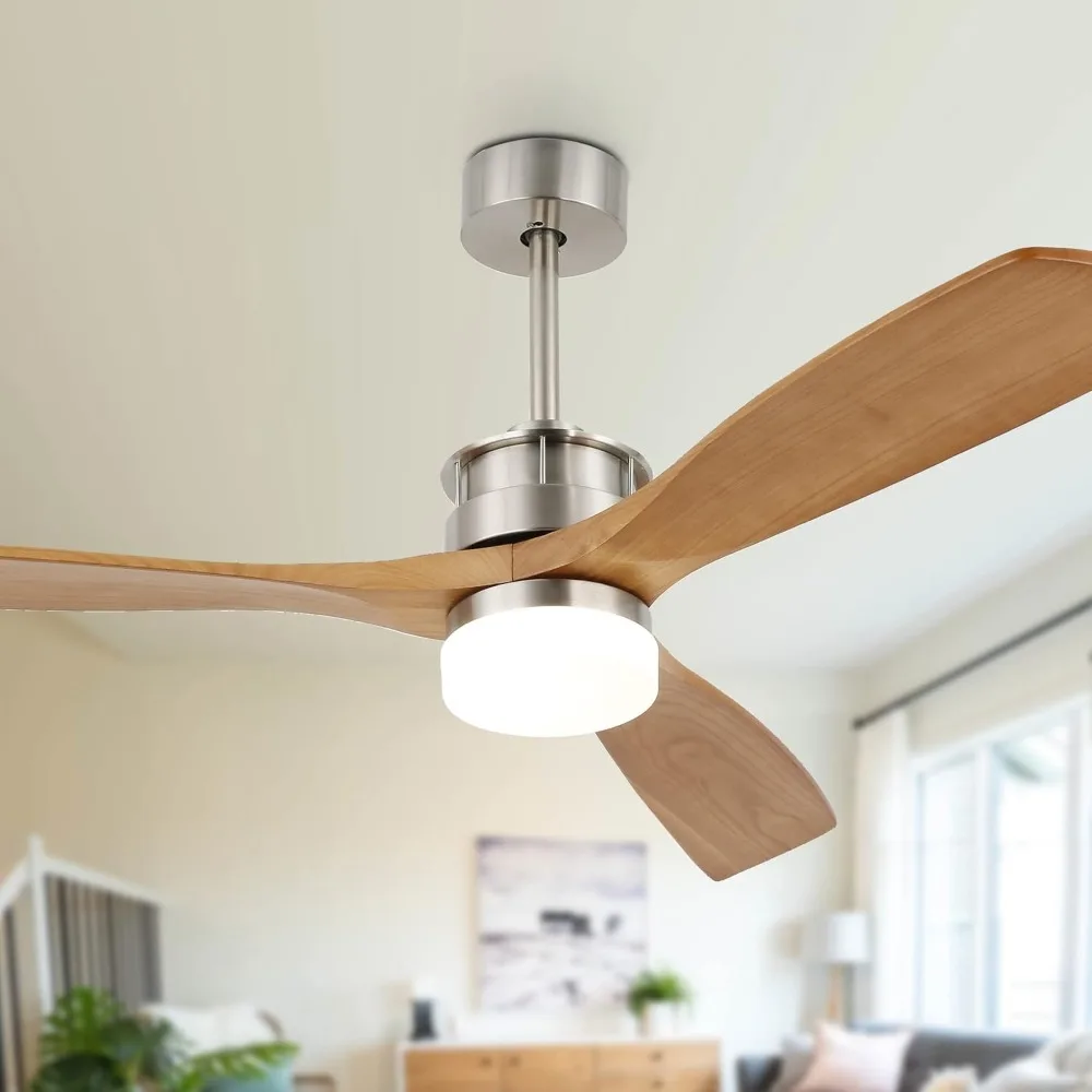 

52'' Outdoor Ceiling Fan with Lights, Wood Ceiling Fan with Light and Remote for Covered Patios Bedroom Living Room