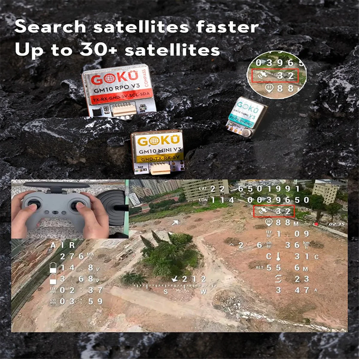 B53CC GOKU GM10 Mini V3 GPS Module 72 Search Channels High Precision Multi-Protocol Compatibility for FPV Drones